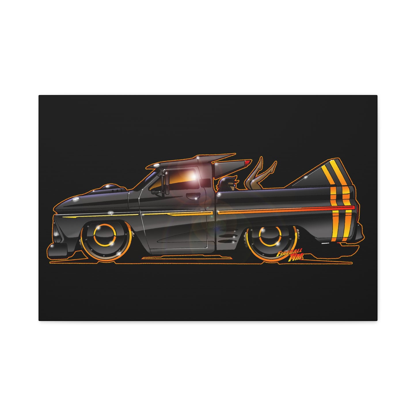 CHEVROLET C10 1960 Stinger Pickup Truck Fireball Art Canvas Print