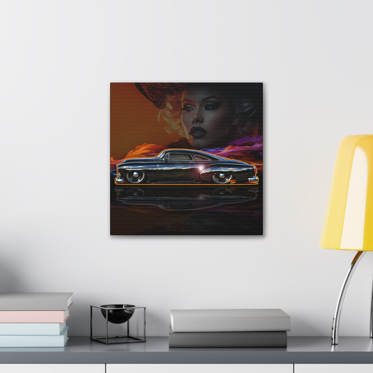 OUTLAW 150 Hot Rod Rat Rod Collectible Fireball Art Canvas Stretched Print