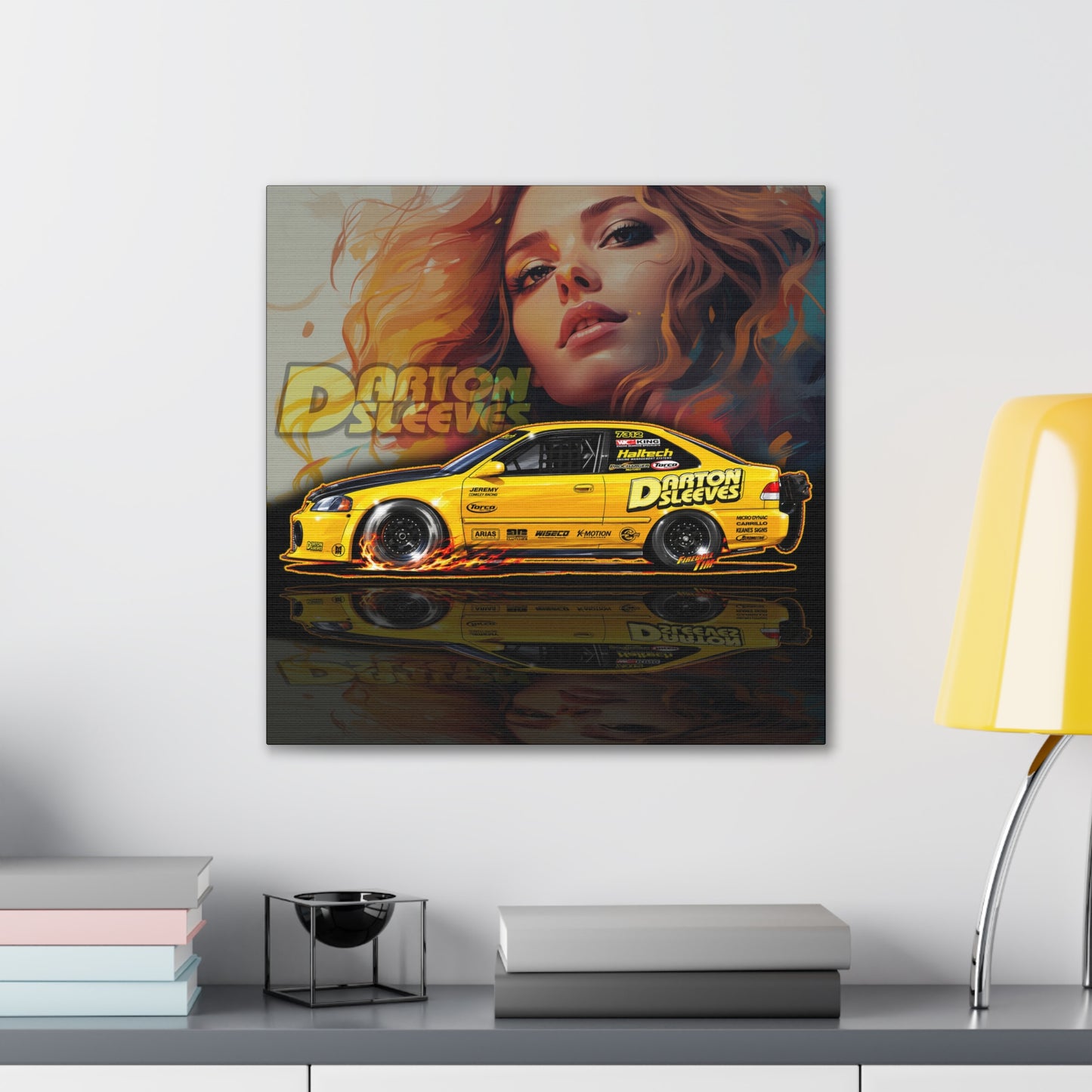 DARTON SLEEVES HONDA Drag Car Collectible Fireball Art Canvas Stretched Print