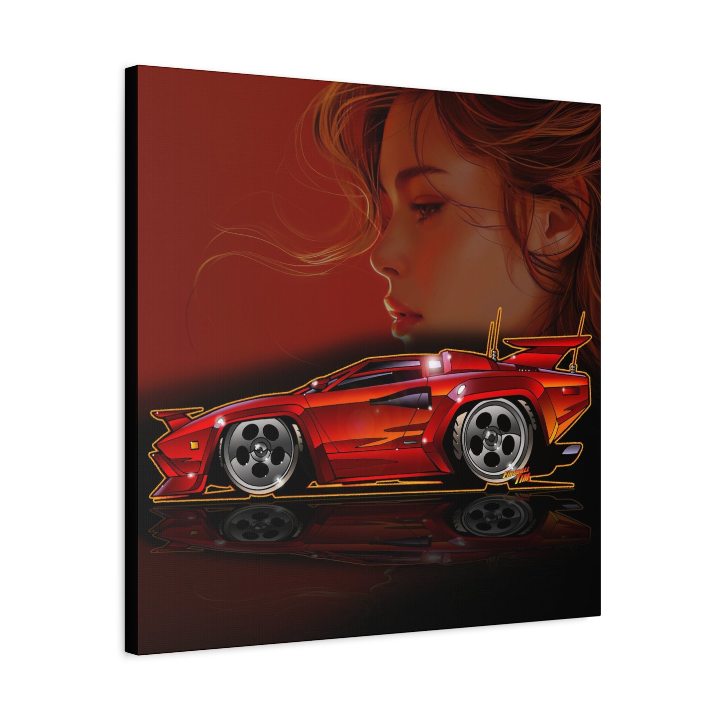 CANNONBALL RUN LAMBORGHINI COUNTACH Fireball Art Canvas Print