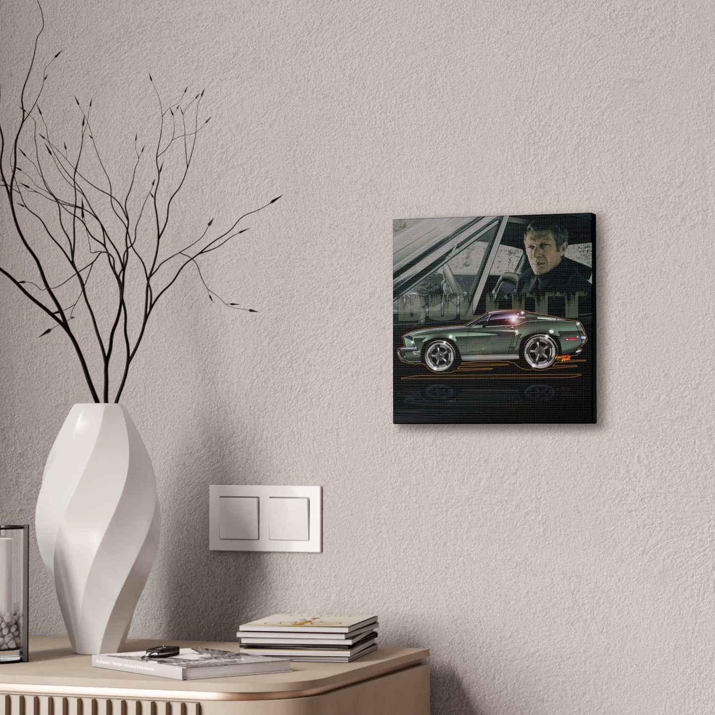 BULLITT FORD MUSTANG Steve McQueen Fireball Art Canvas Print - 3 Sizes
