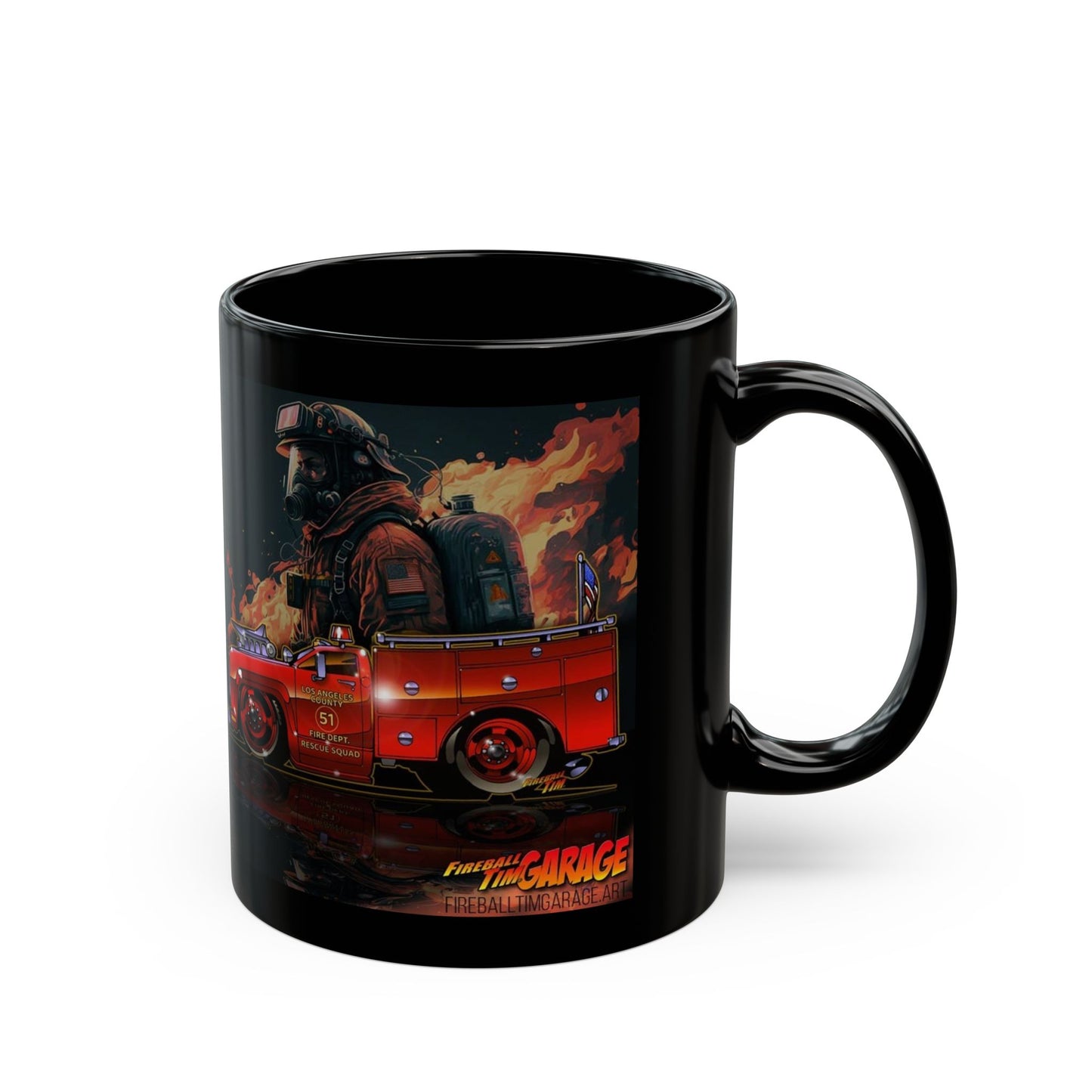 EMERGENCY TV Show Squad 51 Black Coffee Mug 11oz