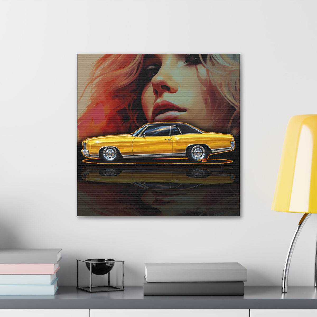 CHEVROLET MONTE CARLO 1972 Collectible Fireball Art Canvas Stretched Print
