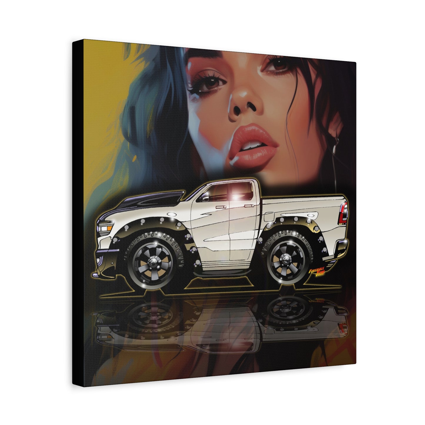 RAM REBEL 1500 Truck Collectible Coffee Fireball Art Canvas Print