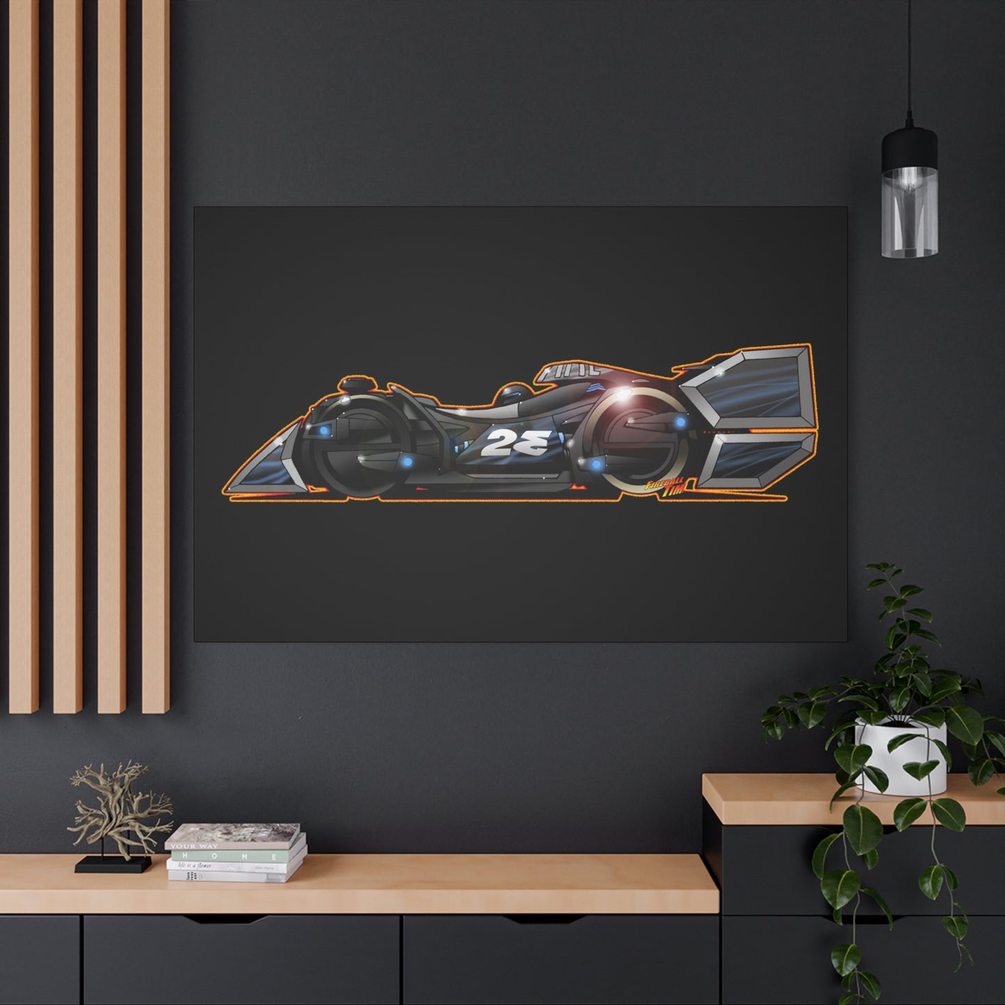 SPEED RACER GRAY GHOST Race Car Fireball Art Canvas Print