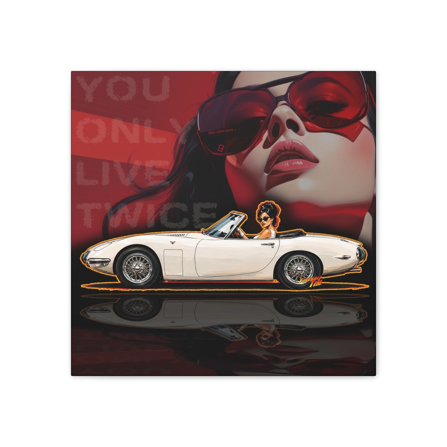 JAMES BOND 007 You Only Live Twice Toyota 2000GT Collectible Fireball Art Canvas Stretched Print