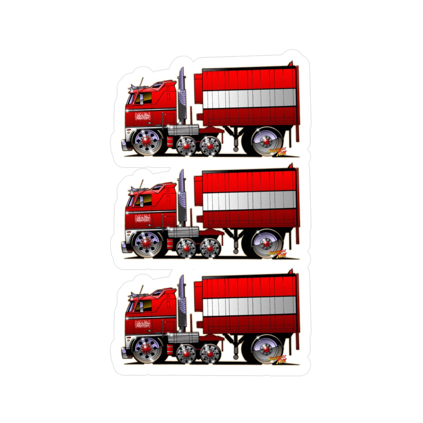 BJ AND THE BEAR Semi Truck Fireball Art Decal Sticker Set