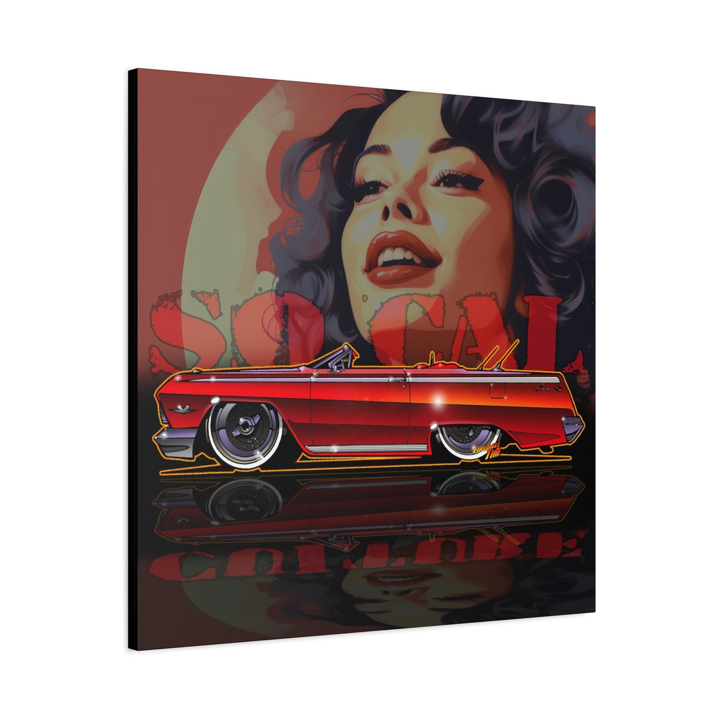 CHEVY IMPALA LOWRIDER Collectible Fireball Art Canvas Print
