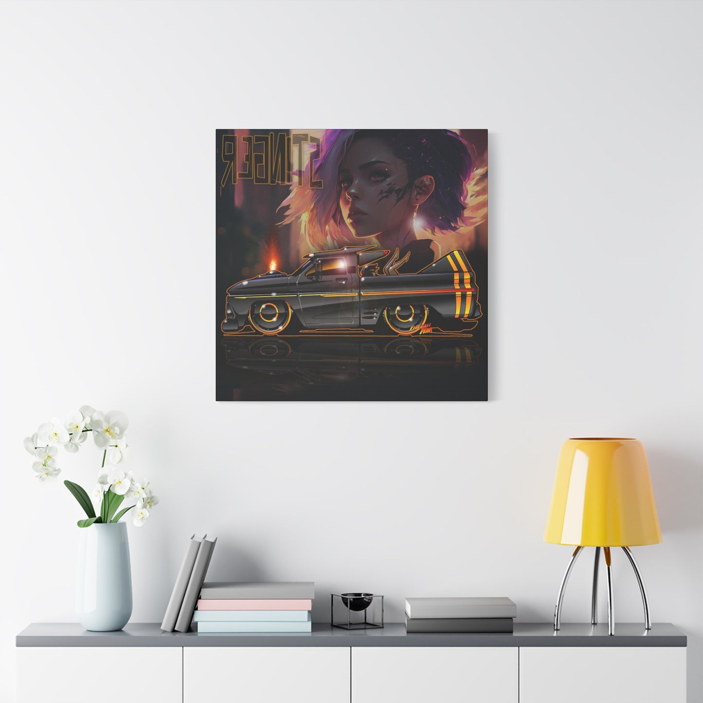 CHEVROLET C10 1960 Stinger Pickup Truck Fireball Art Canvas Print