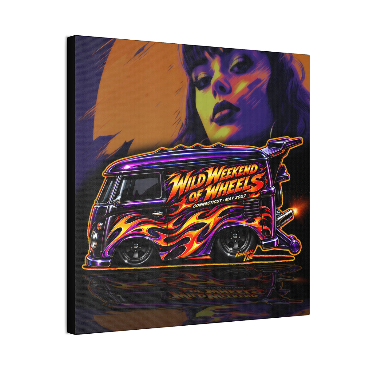 HOT WHEELS Kombi Bus Collectible Fireball Art Canvas Stretched Print