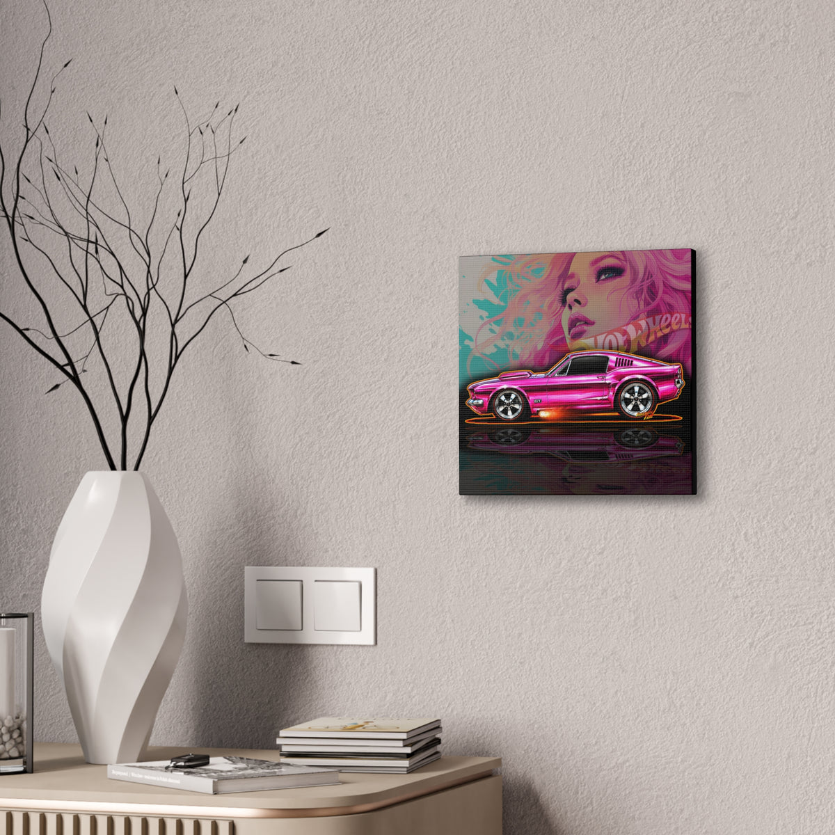 HOT WHEELS Sweet 16 MUSTANG GT Collectible Fireball Art Canvas Stretched Print