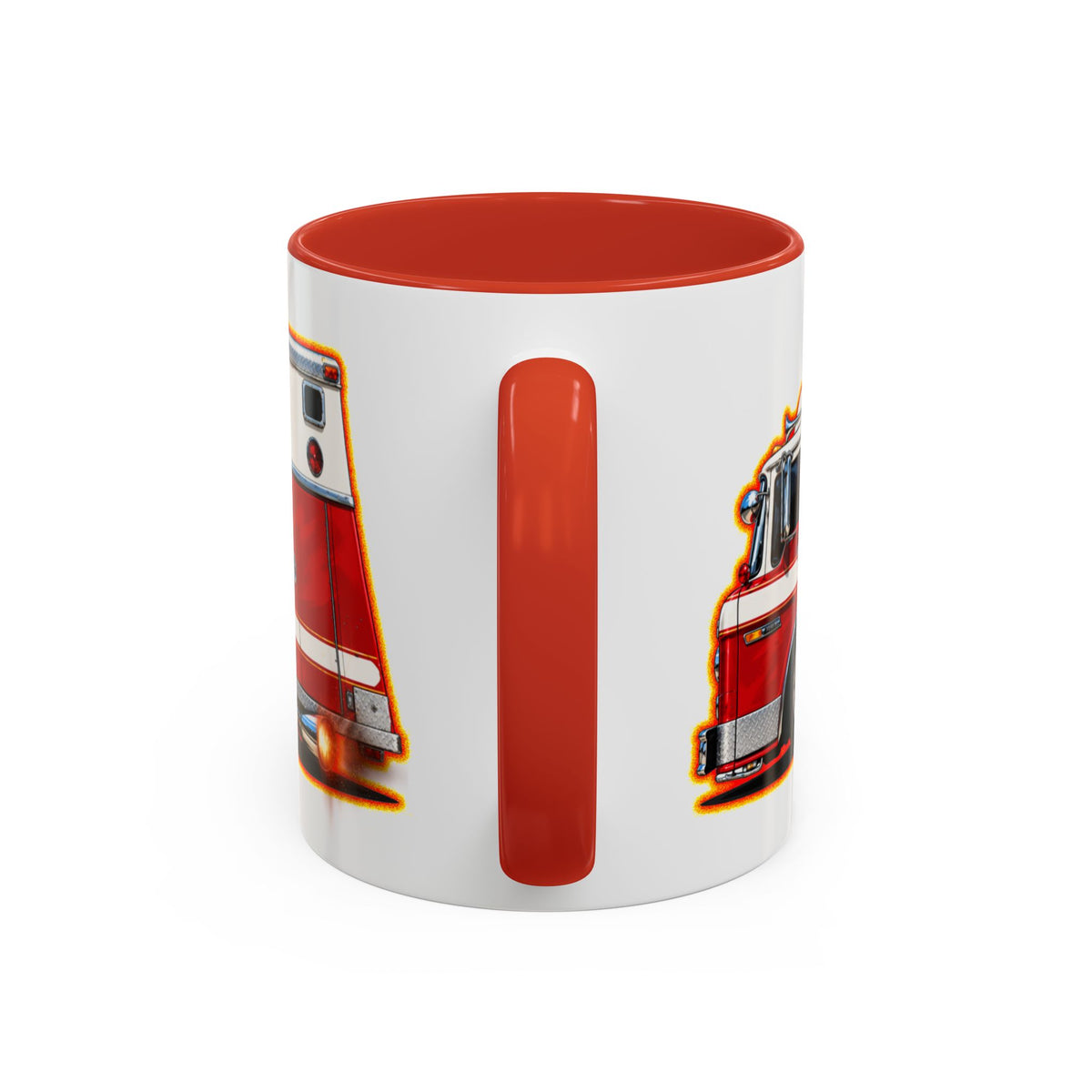 FIRE TRUCK Collectible Fireball Art Coffee Mug - 2 Sizes