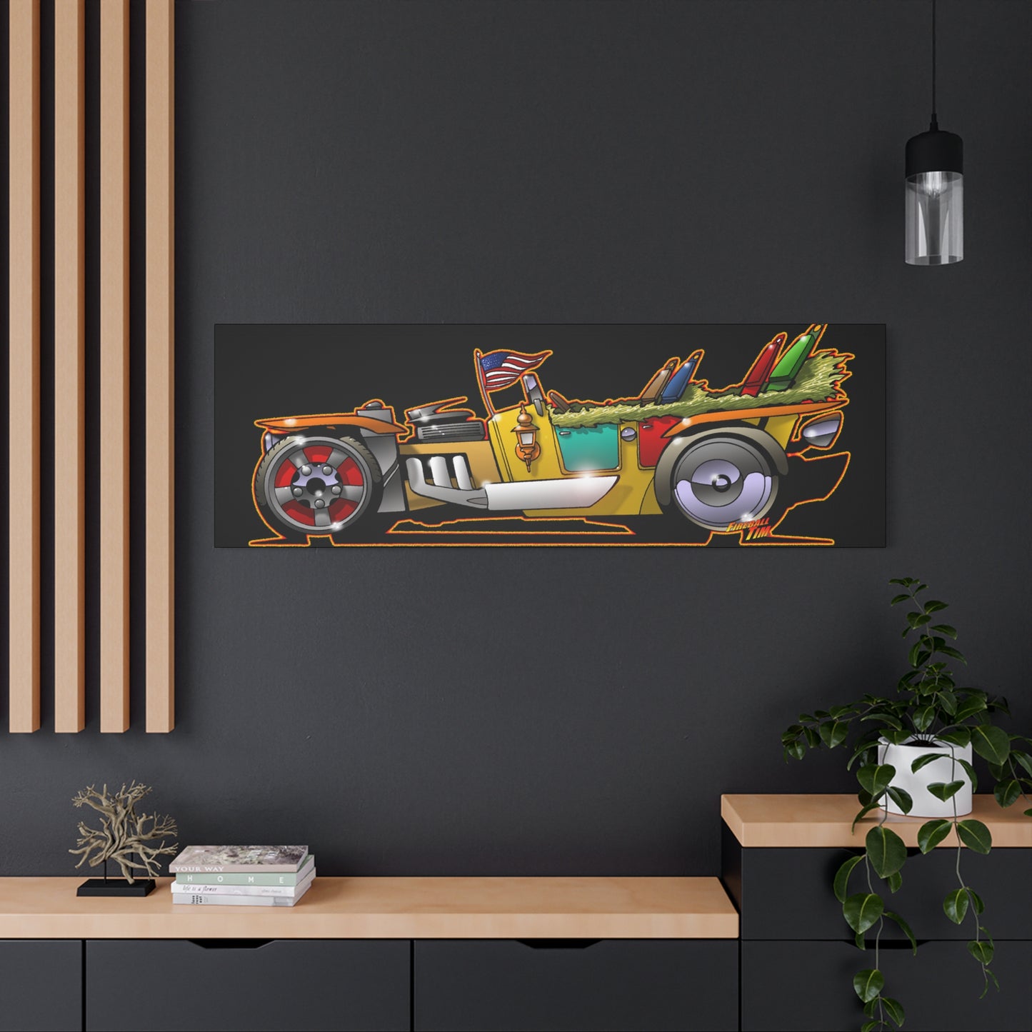 MONGREL T HOT ROD Elvis Easy Come Easy Go Fireball Canvas Art Wall Print