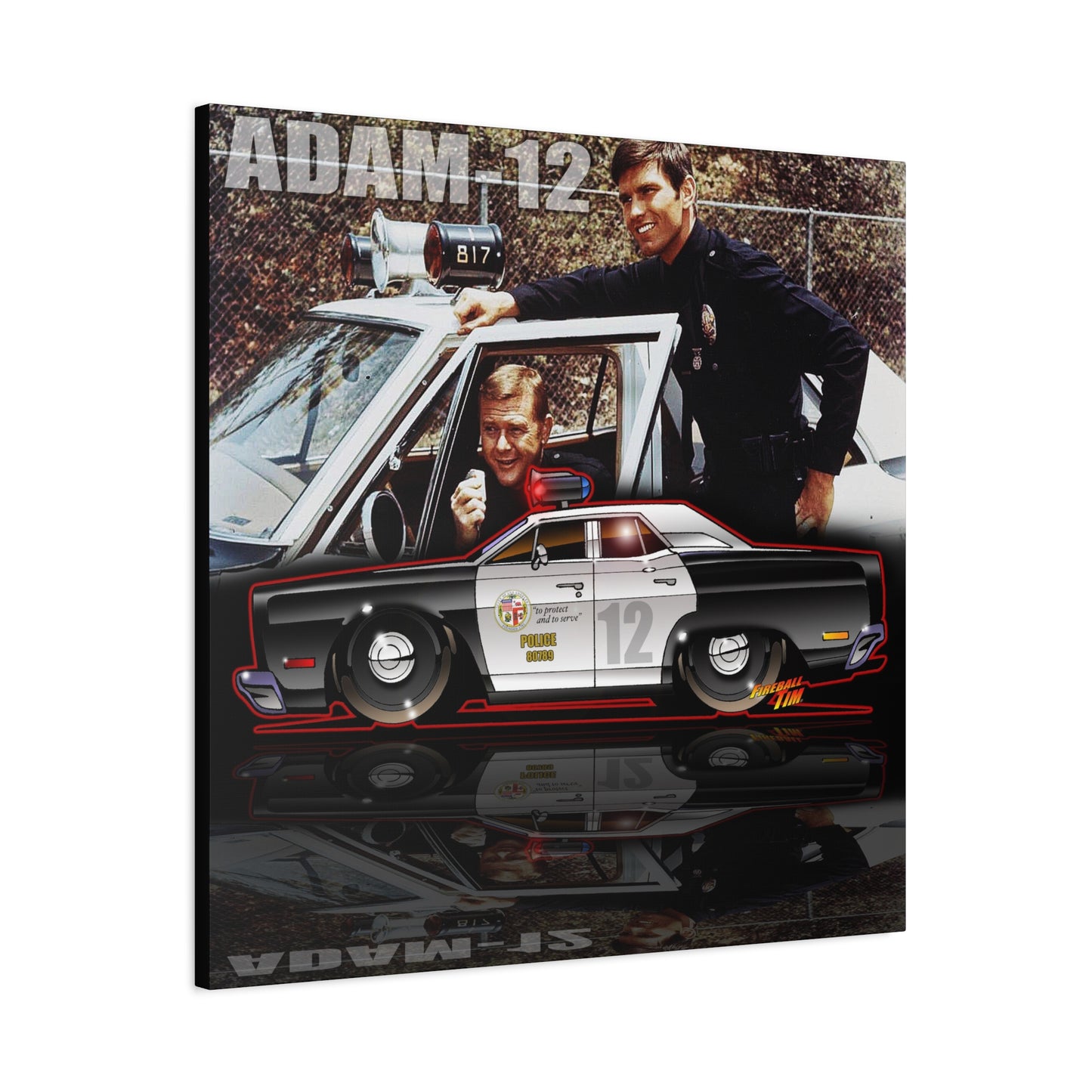ADAM 12 PLYMOUTH Police Car Fireball Art Canvas Print