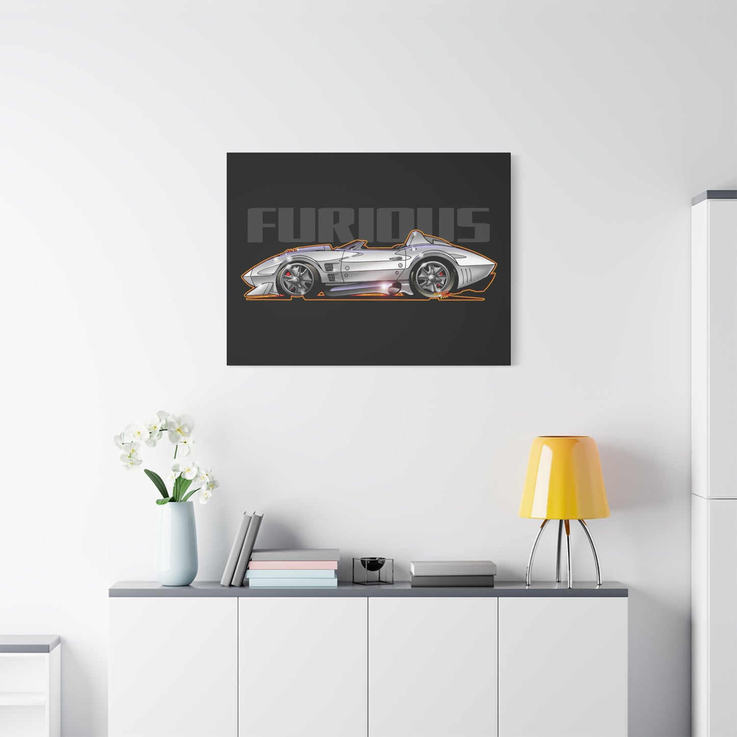 FAST AND FURIOUS Grand Sport Stingray Corvette Fireball Art Canvas Art Wall Print