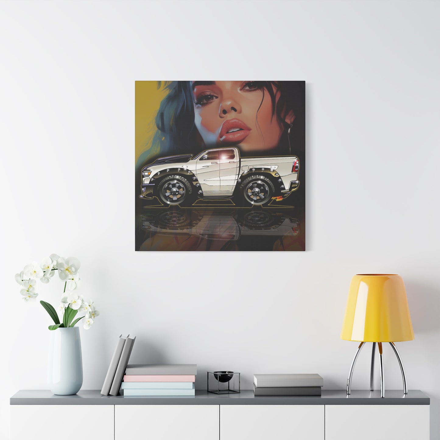 RAM REBEL 1500 Truck Collectible Coffee Fireball Art Canvas Print