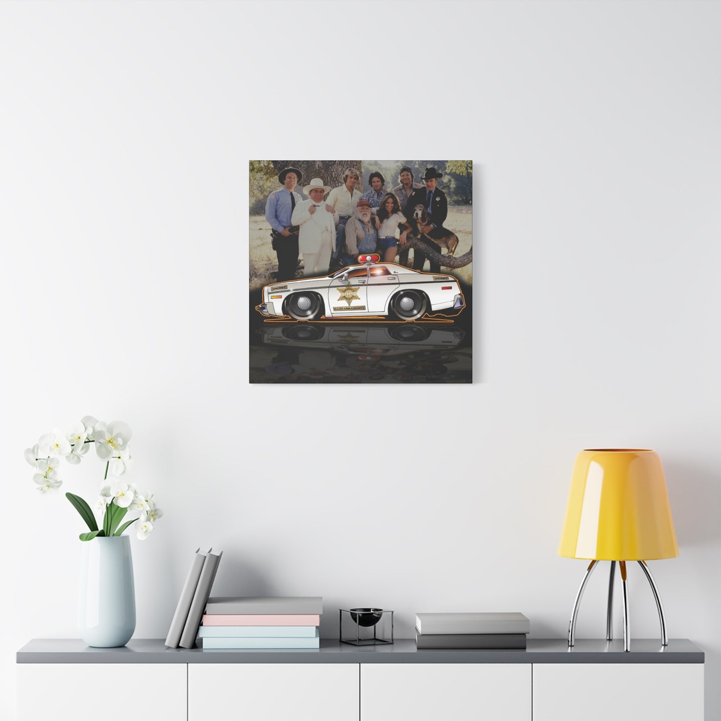 DUKES OF HAZZARD SHERIFF POLICE CAR Collectible Fireball Art Canvas Print