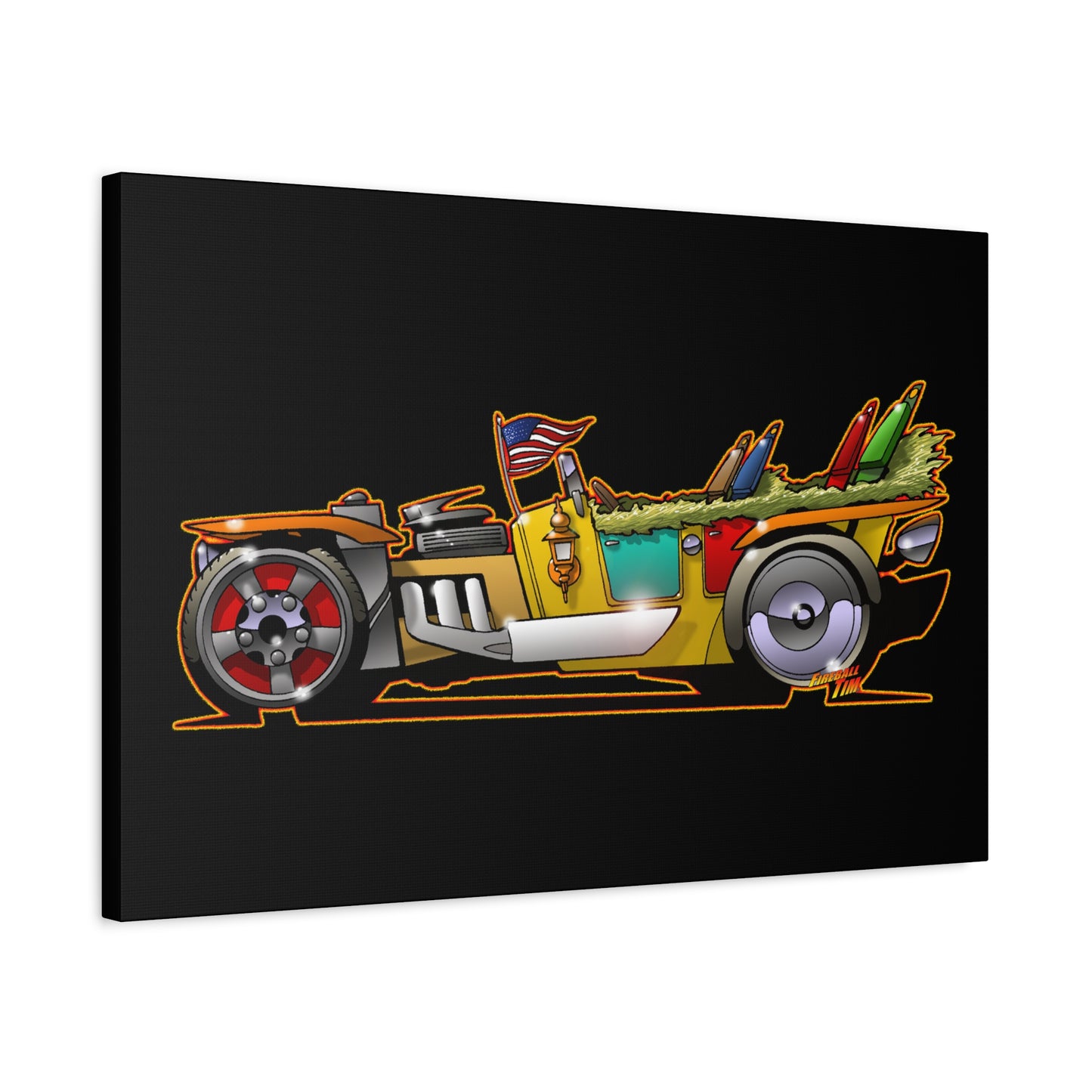 MONGREL T HOT ROD Elvis Easy Come Easy Go Fireball Canvas Art Wall Print