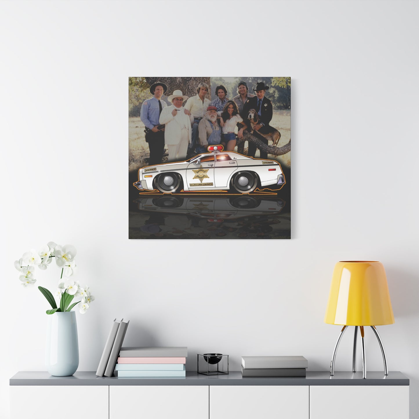 DUKES OF HAZZARD SHERIFF POLICE CAR Collectible Fireball Art Canvas Print