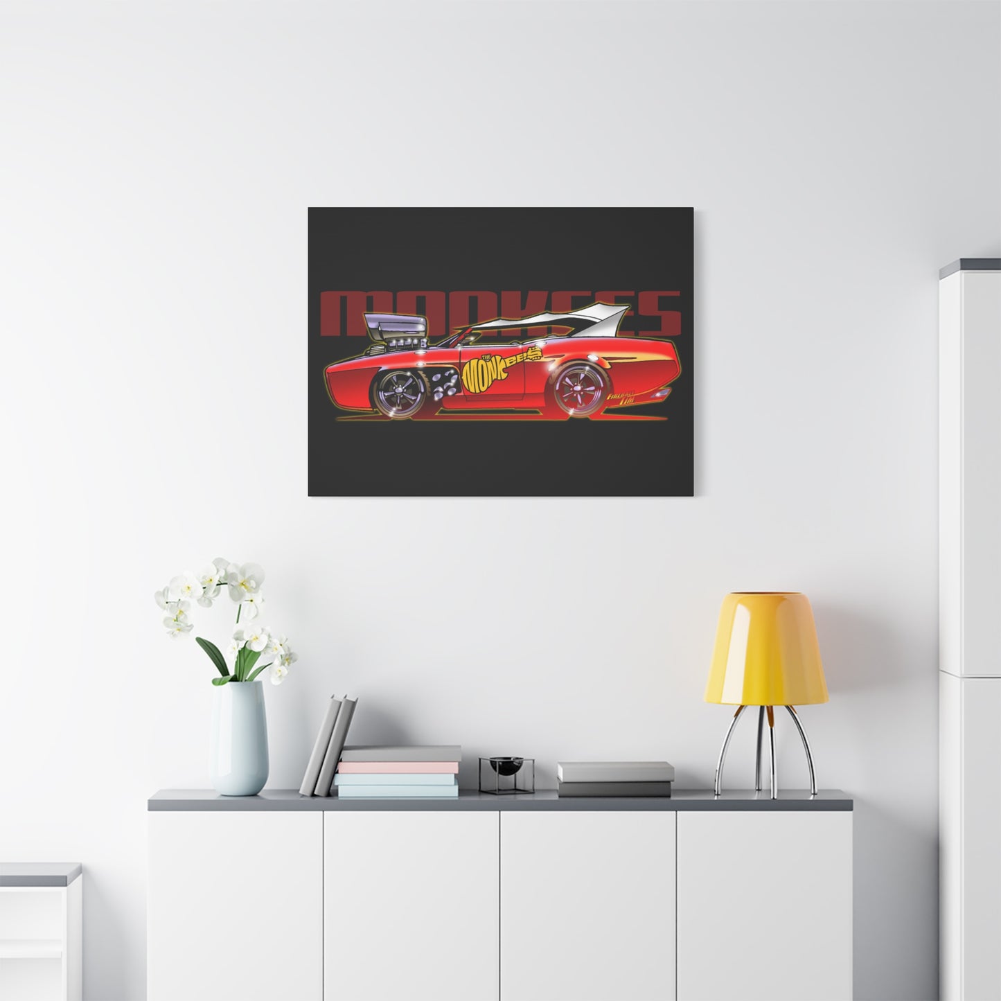 THE MONKEES Monkeemobile Fireball Canvas Art Wall Print - 11x14