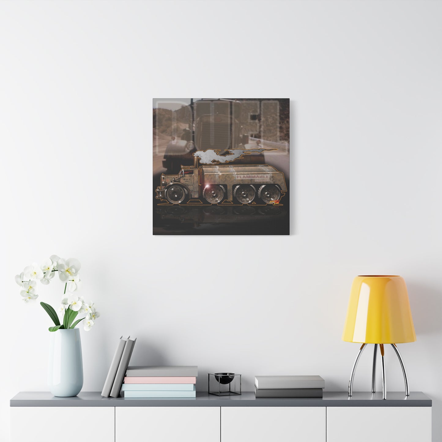 DUEL Killer Movie Truck Fireball Art Canvas Print - Sizes