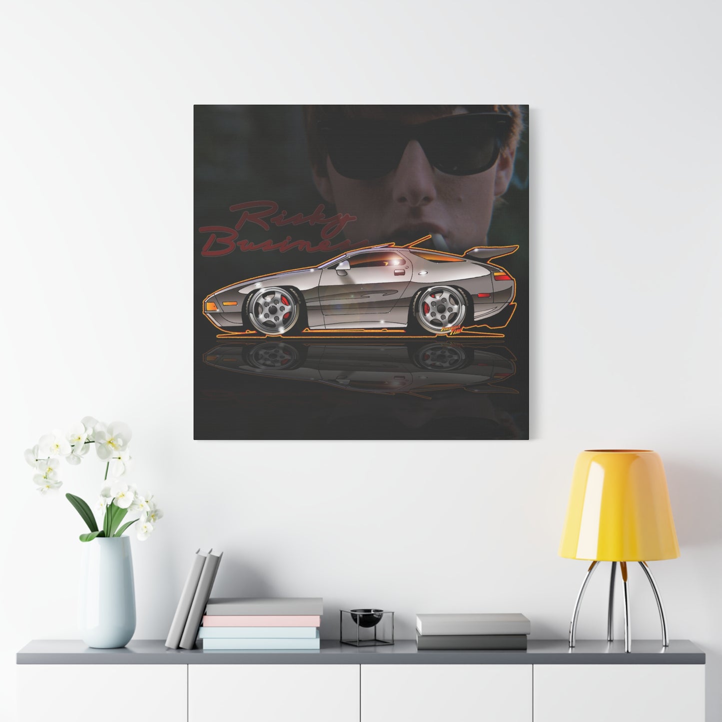 RISKY BUSINESS Porsche 928 Fireball Art Canvas Print - Sizes