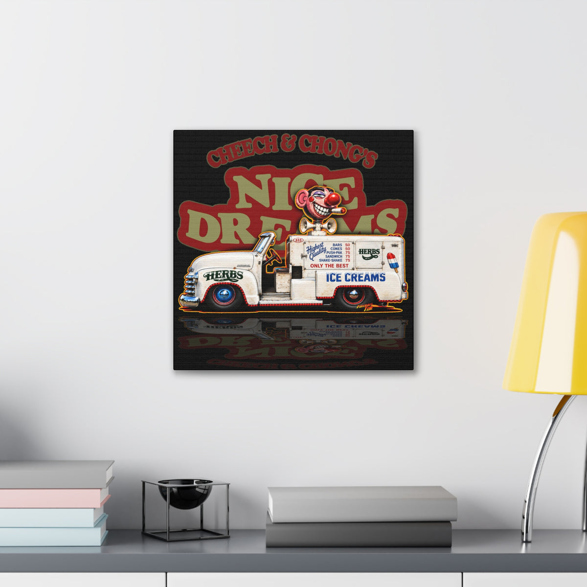 CHEECH & CHONG Nice Dreams Ice Cream Truck Collectible Fireball Art Canvas Stretched Print