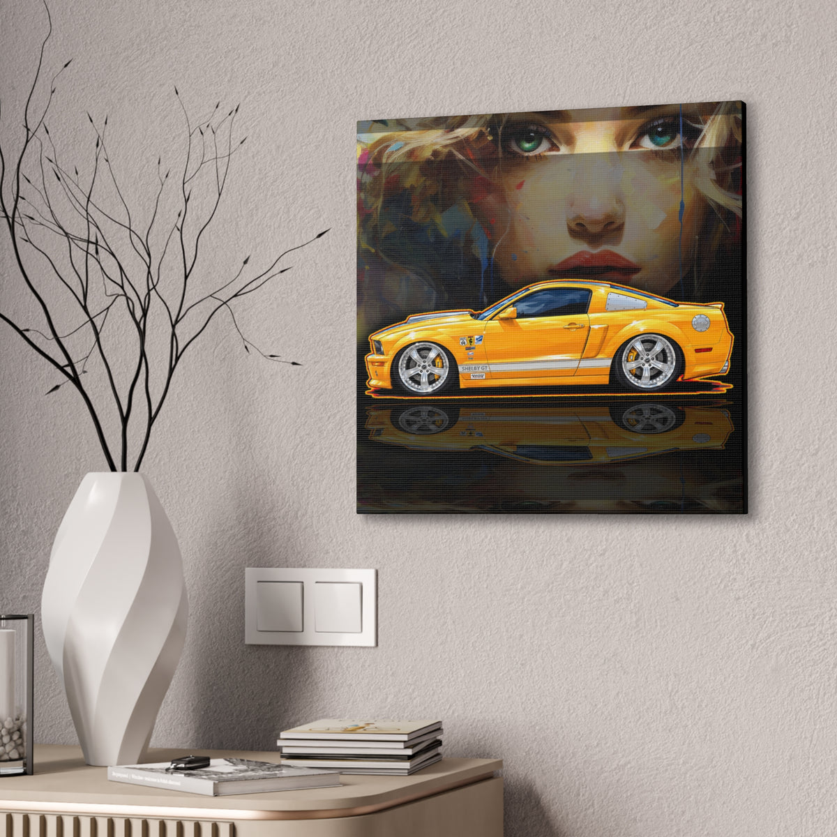 FORD MUSTANG SHELBY GT-C 2008 Collectible Fireball Art Canvas Stretched Print