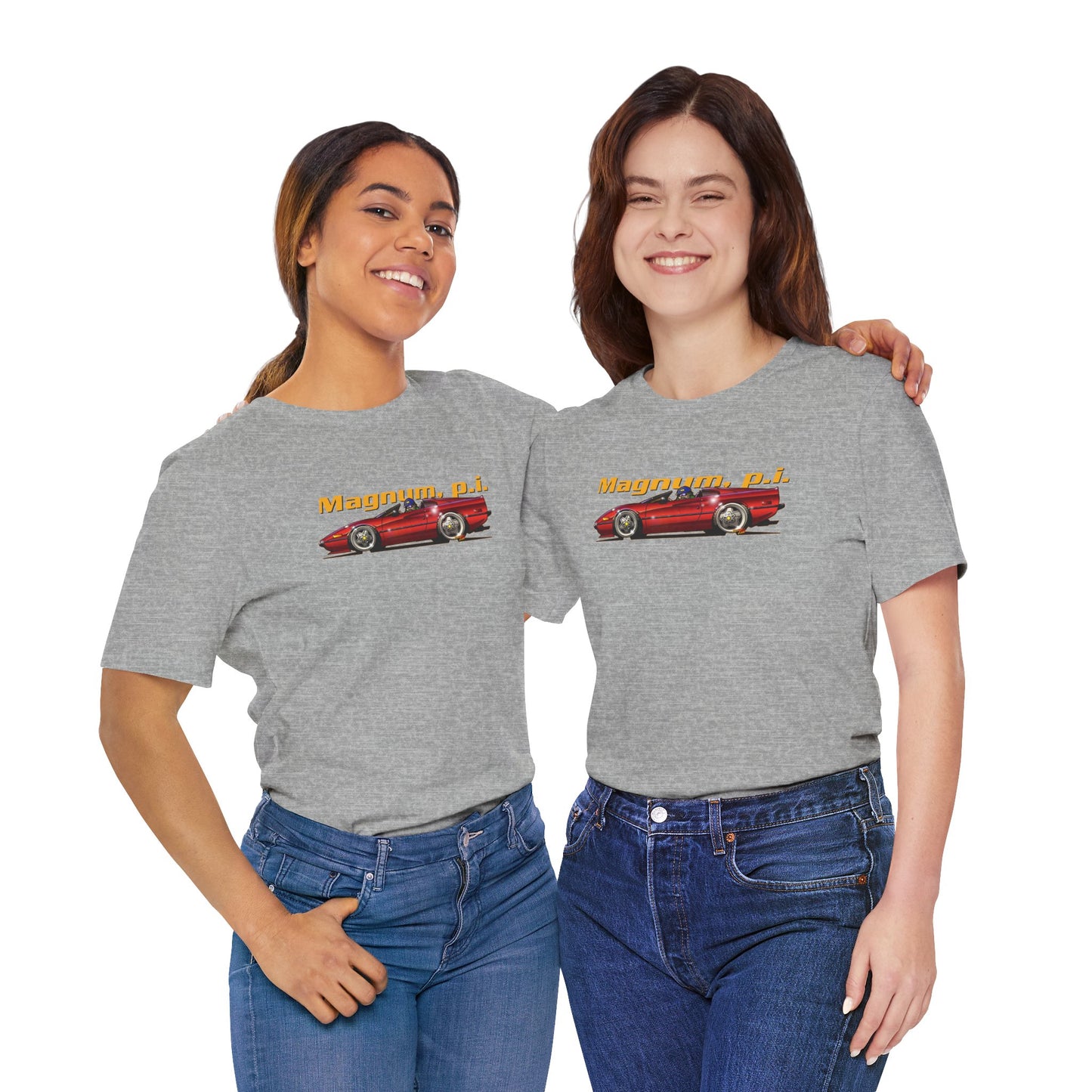 MAGNUM PI FERRARI 308 GTS Unisex Jersey Fireball Art Tee Shirt - Multiple Colors