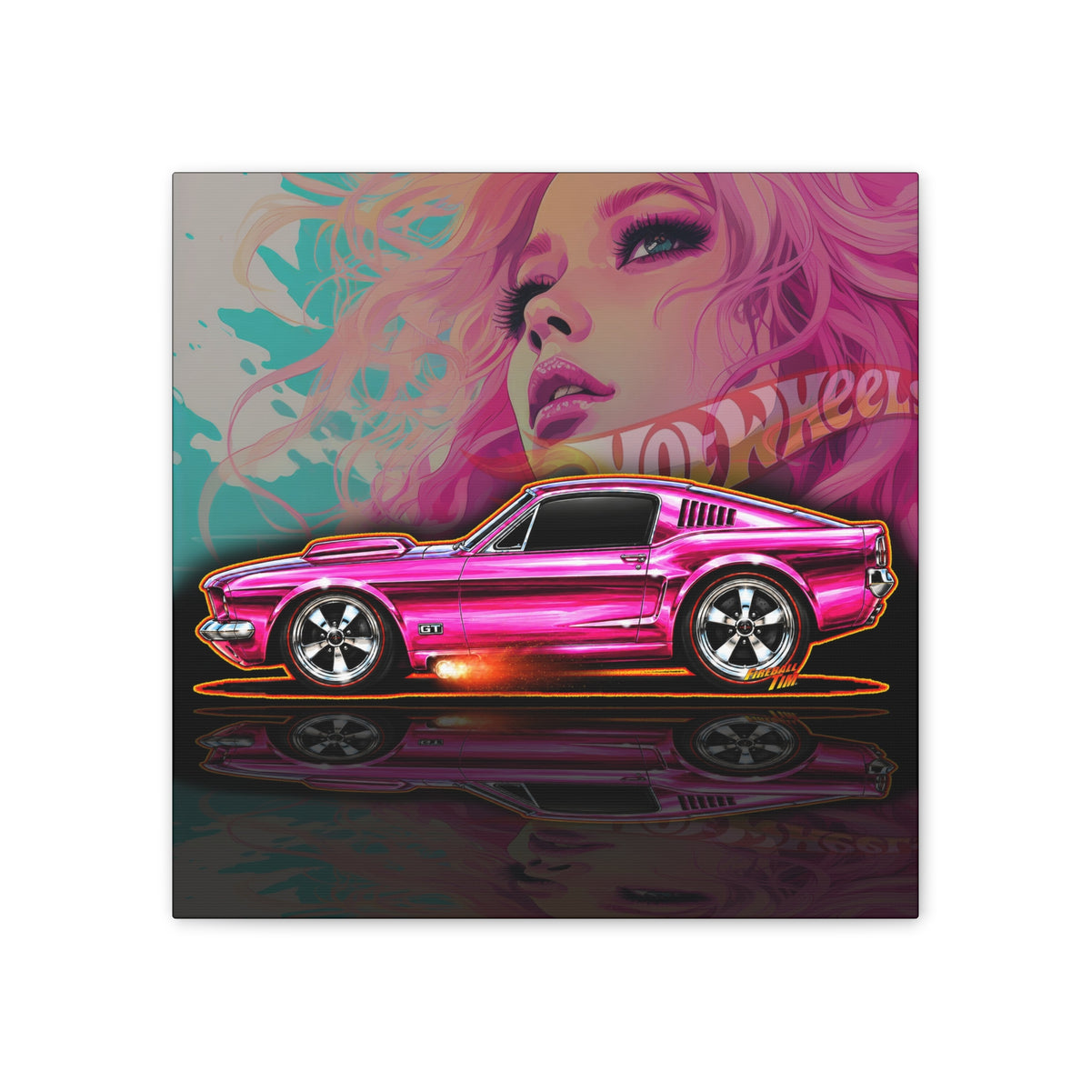 HOT WHEELS Sweet 16 MUSTANG GT Collectible Fireball Art Canvas Stretched Print