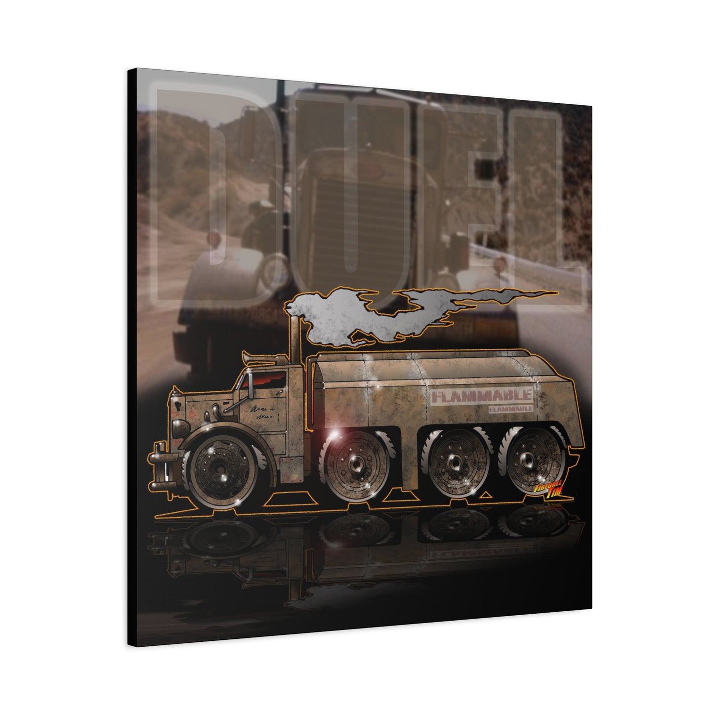 DUEL Killer Movie Truck Fireball Art Canvas Print - Sizes