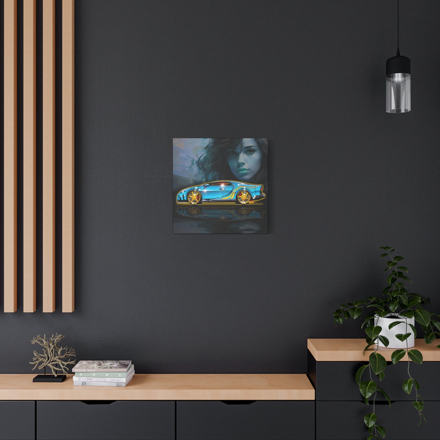BUGATTI CHIRON Hypercar Fireball Art Canvas Wall Print