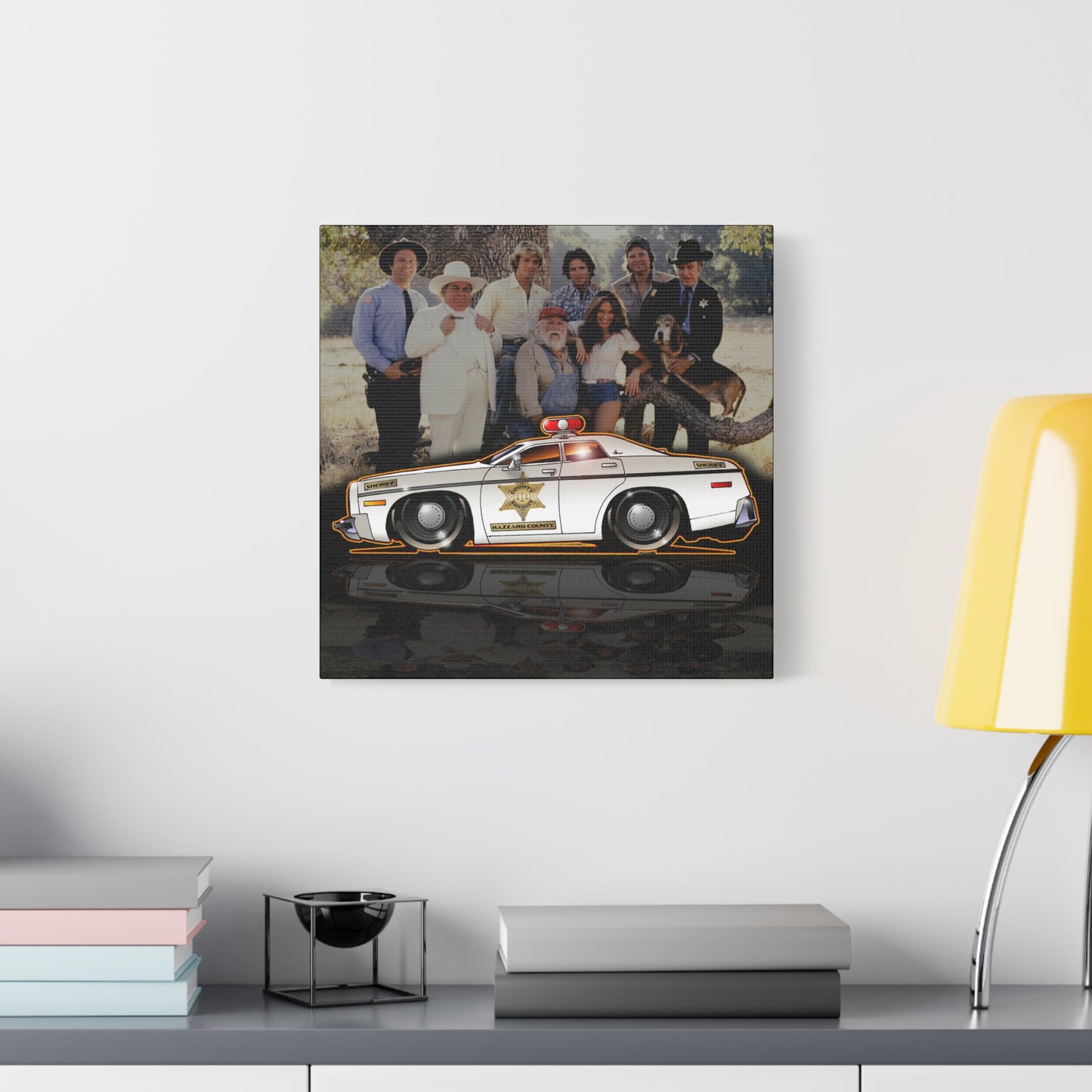 DUKES OF HAZZARD SHERIFF POLICE CAR Collectible Fireball Art Canvas Print