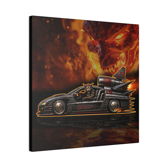 MONSTER MACHINES Wufman Halloween Fireball Art Canvas Stretched Print