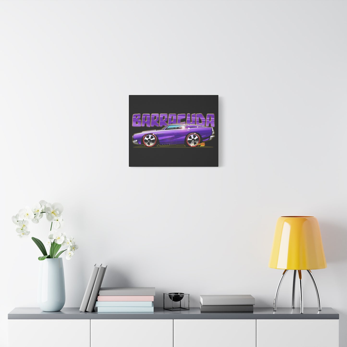 PLYMOUTH BARRACUDA Fireball Art Canvas Wall Print