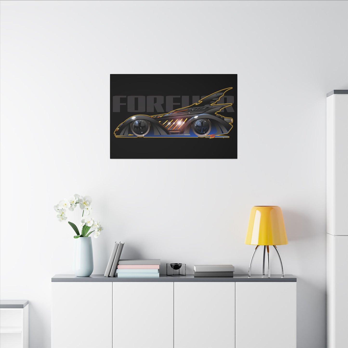 BATMAN FOREVER BATMOBILE Fireball Art Canvas Print
