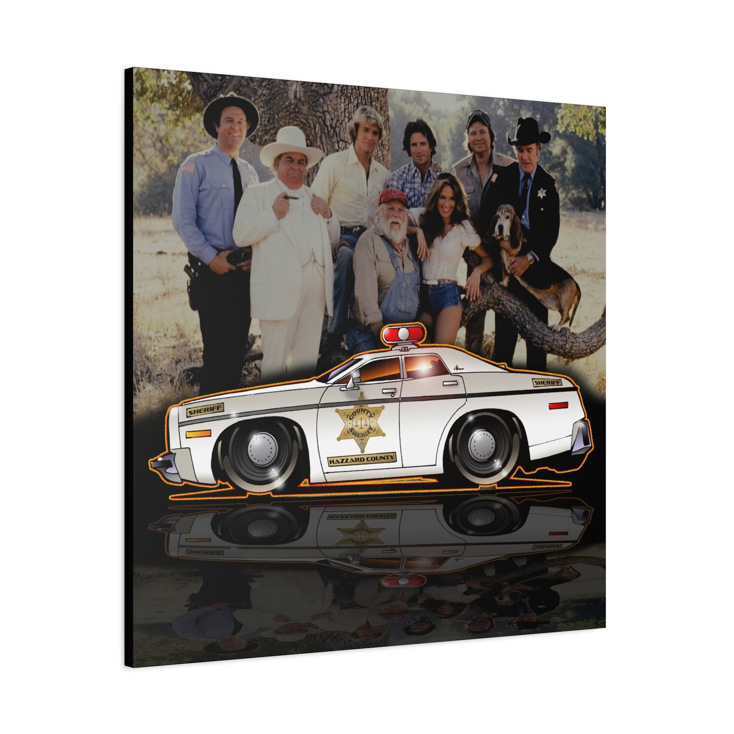 DUKES OF HAZZARD SHERIFF POLICE CAR Collectible Fireball Art Canvas Print