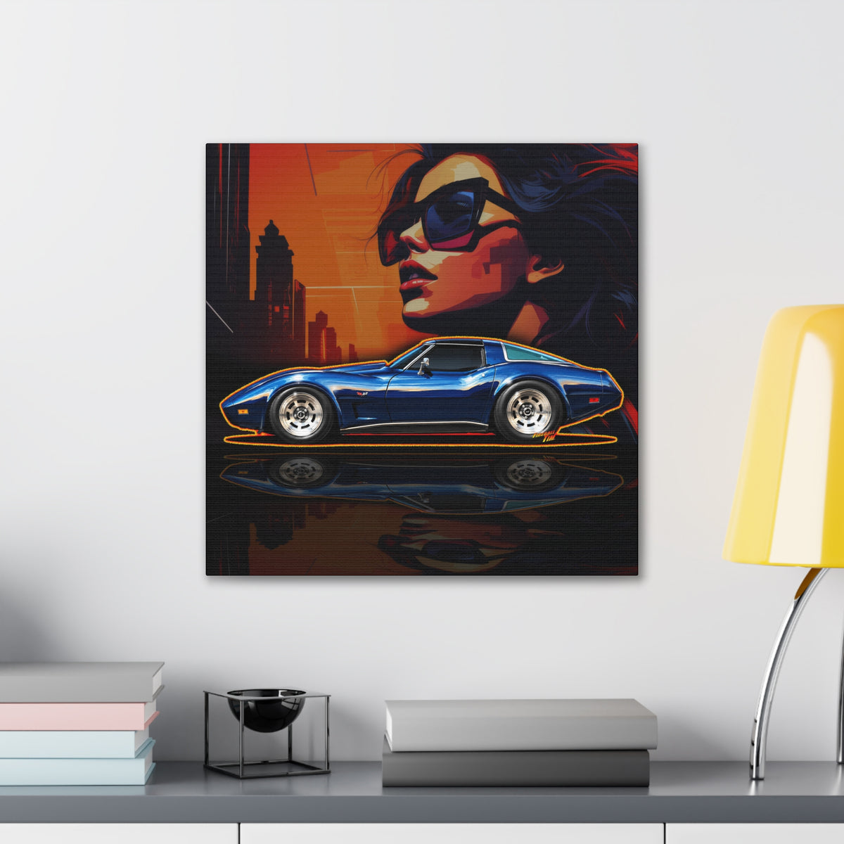 CHEVROLET CORVETTE 1978 Collectible Fireball Art Collectible Canvas Stretched Print