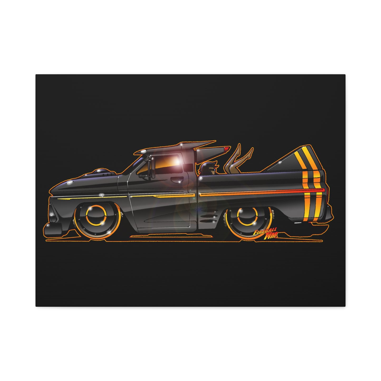 CHEVROLET C10 1960 Stinger Pickup Truck Fireball Art Canvas Print