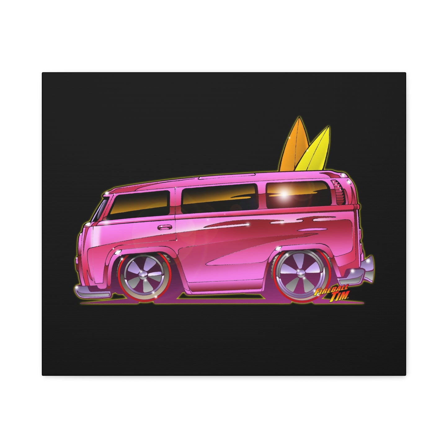 HOT WHEELS PINK BEACH BOMB BUS Fireball Art Canvas Print