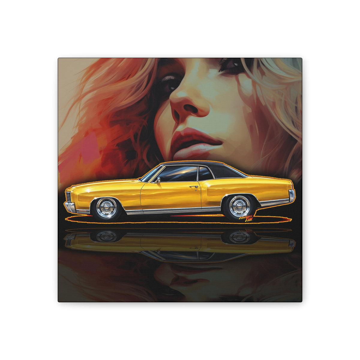 CHEVROLET MONTE CARLO 1972 Collectible Fireball Art Canvas Stretched Print