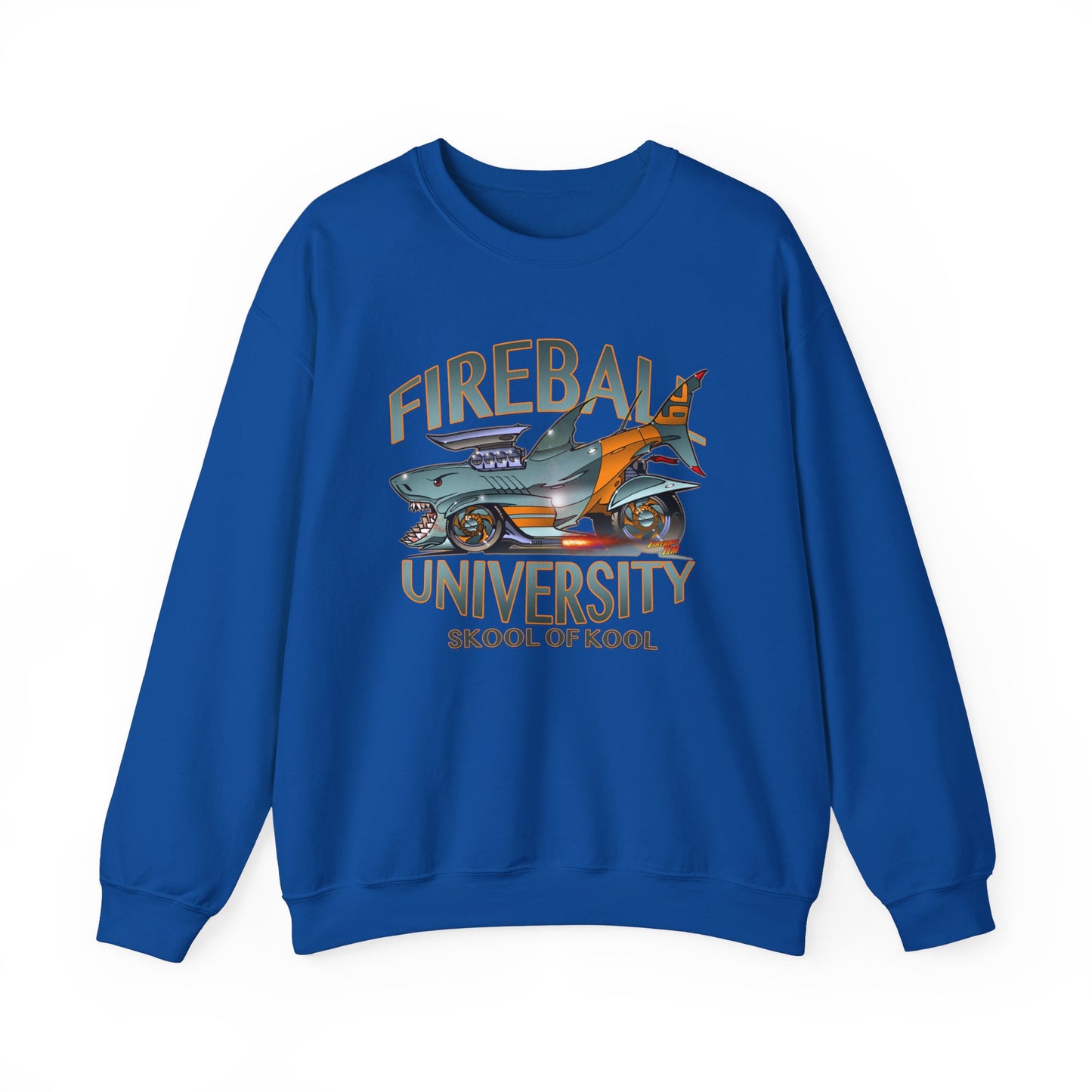 FIREBALL UNIVERSITY Skool of Kool Maneater Shark Hot Rod Concept Art Sweatshirt 5 Colors