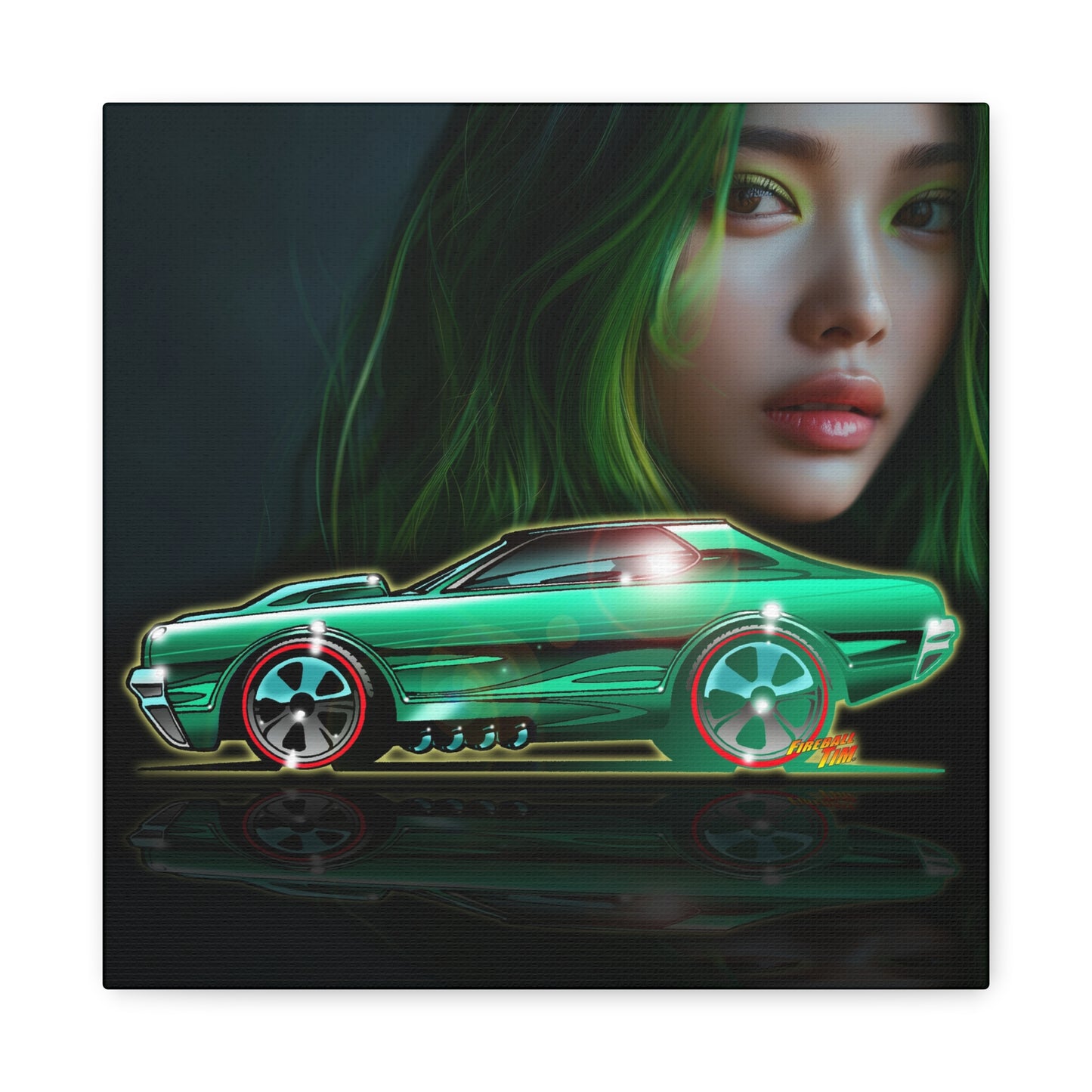 MERCURY COUGAR Muscle Car Fireball Canvas Art Wall Print - 12x12