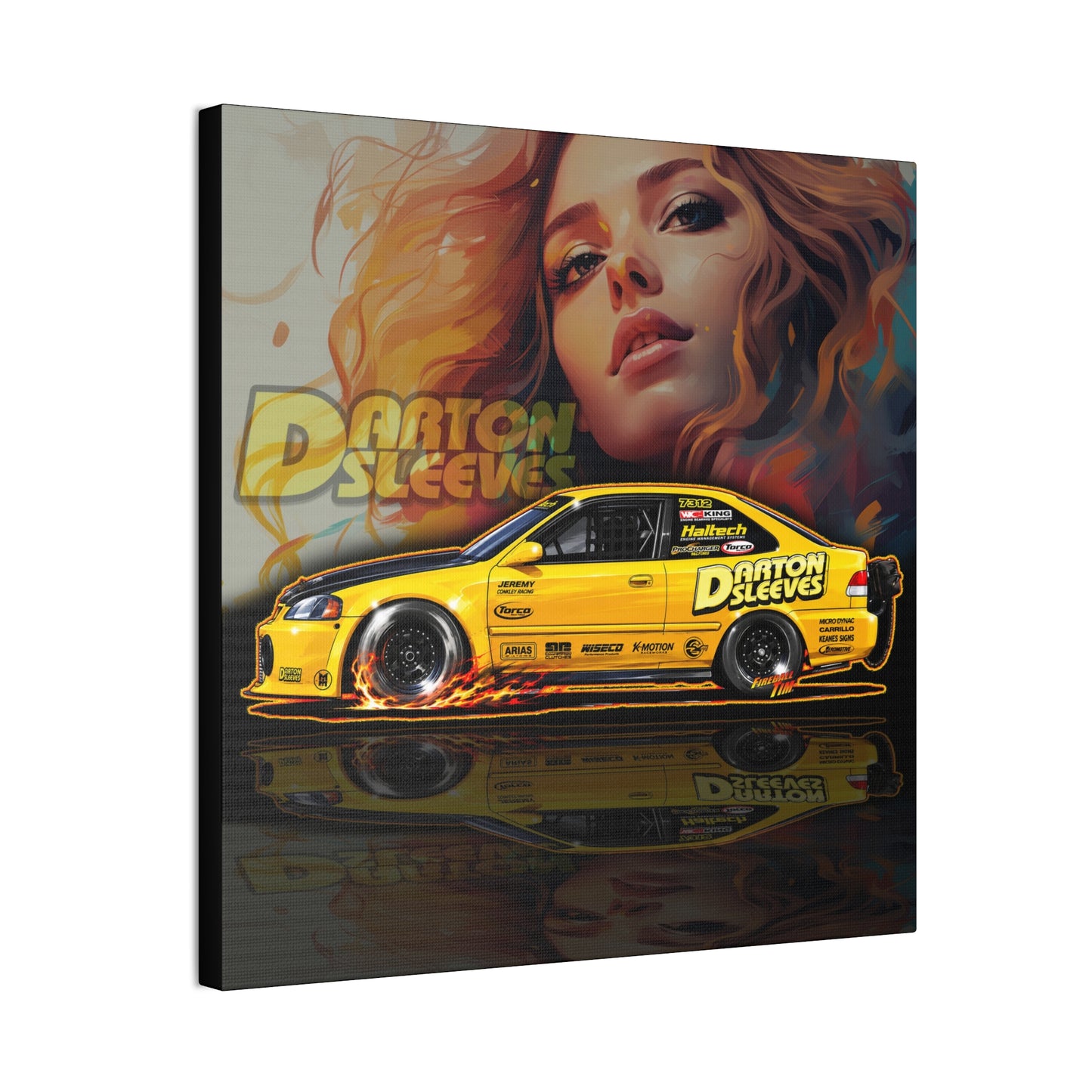 DARTON SLEEVES HONDA Drag Car Collectible Fireball Art Canvas Stretched Print