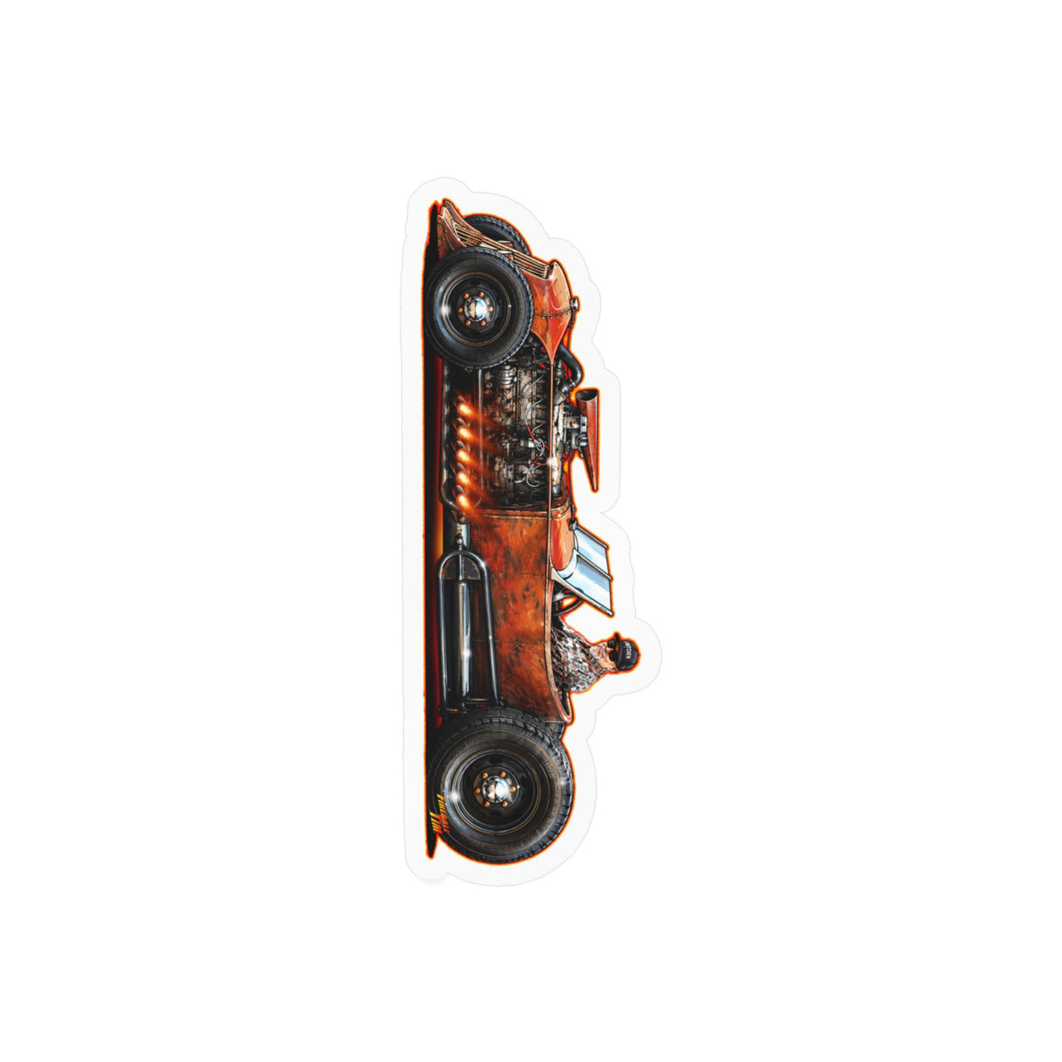 CUSTOM RAT ROD Hot Rod Gretchen Collectible Fireball Art Stickers in 4 Sizes