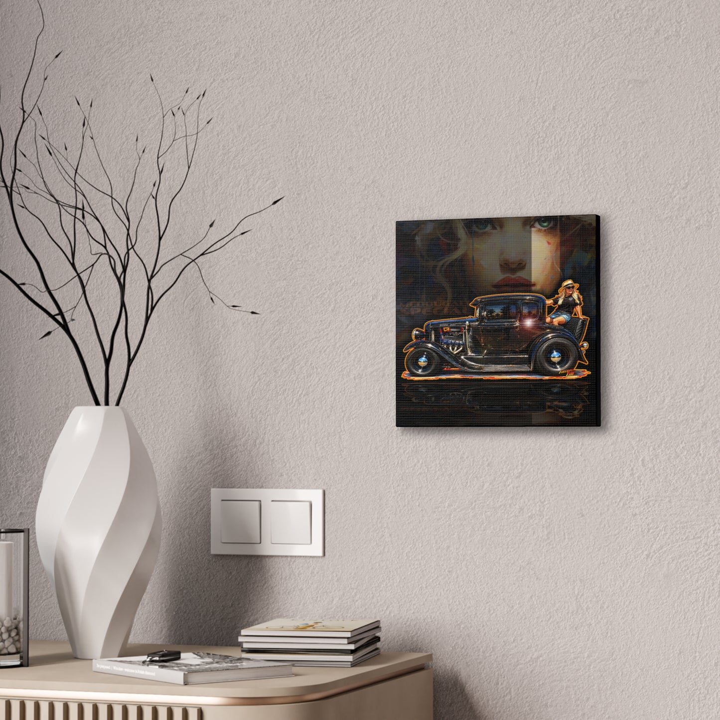 MCDOUGALL SPECIAL Model A Hot Rod Collectible Fireball Art Canvas Stretched Print