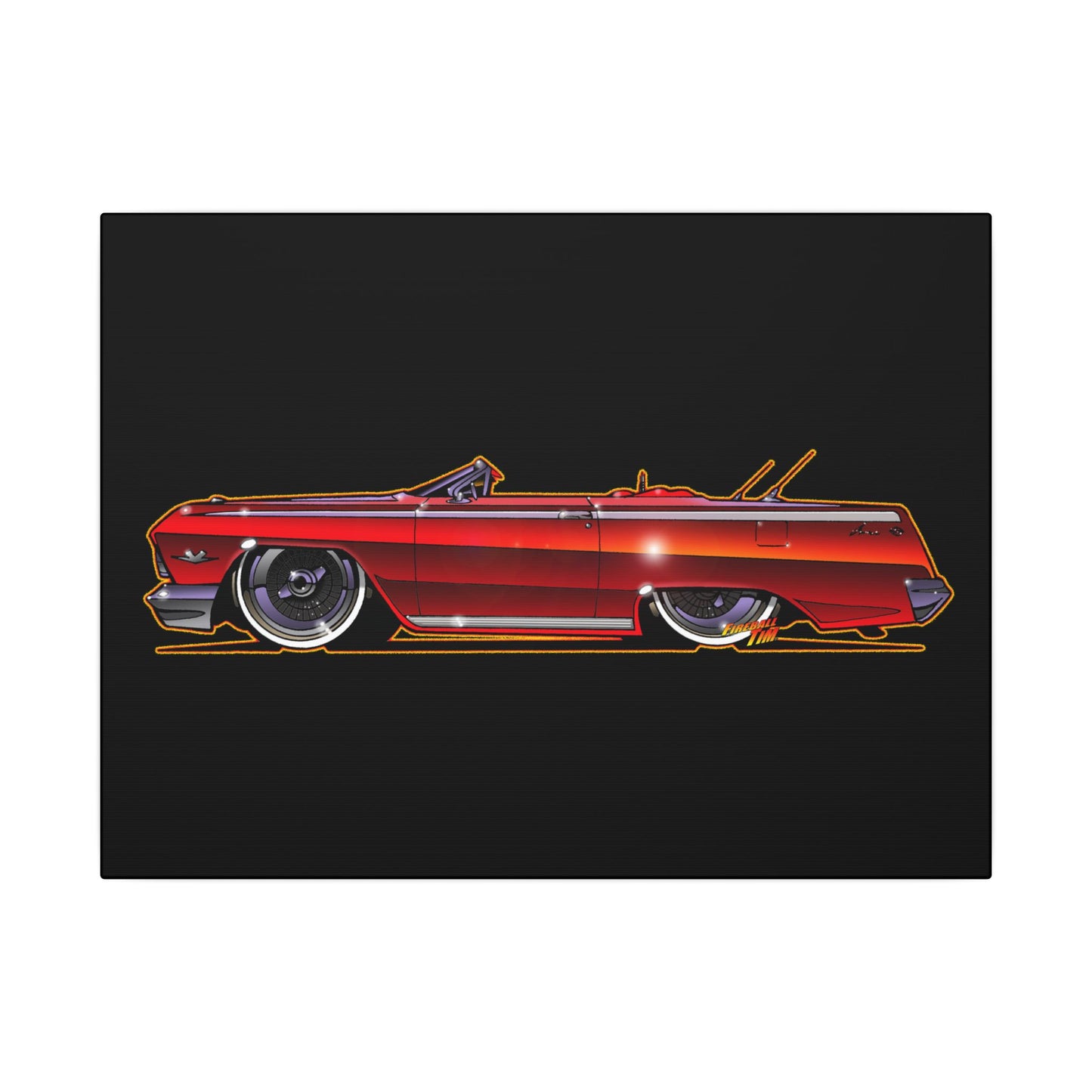 CHEVY IMPALA LOWRIDER Fireball Art Canvas Print