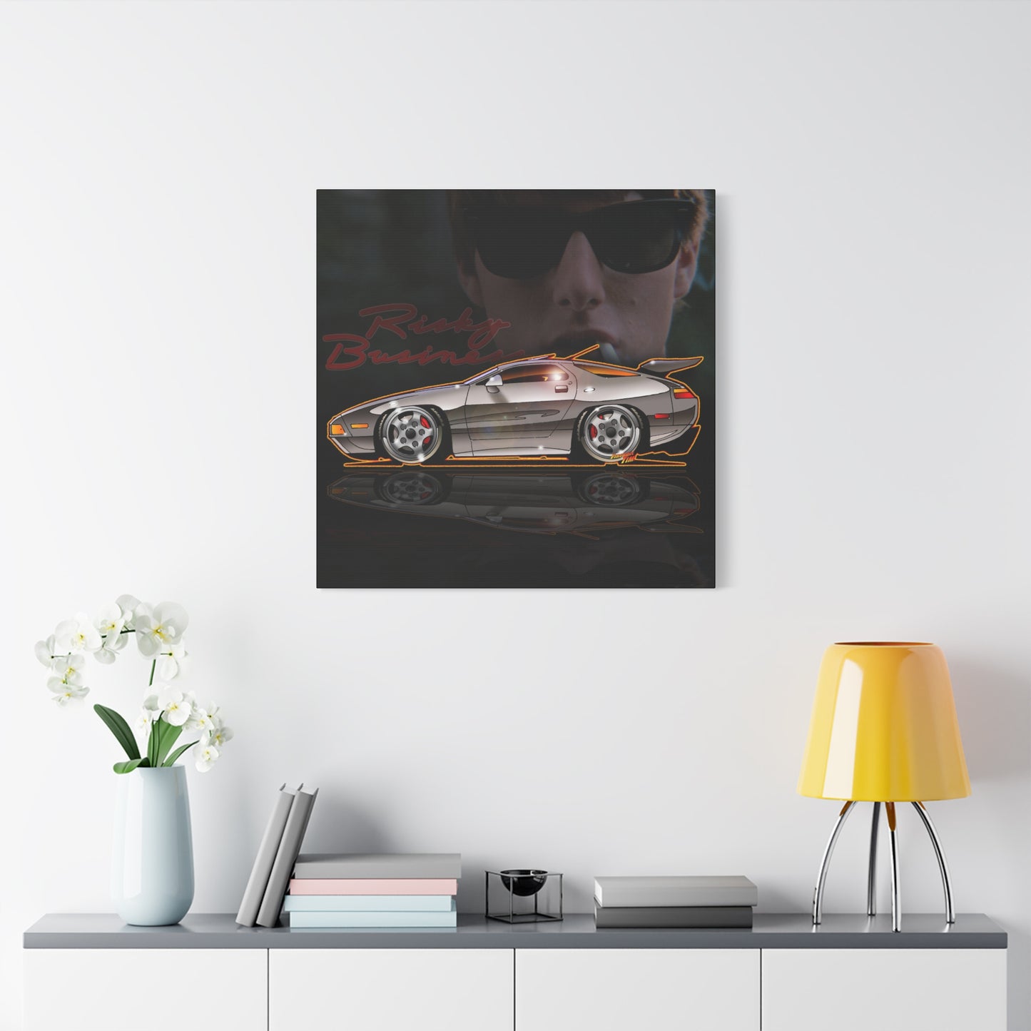 RISKY BUSINESS Porsche 928 Fireball Art Canvas Print - Sizes