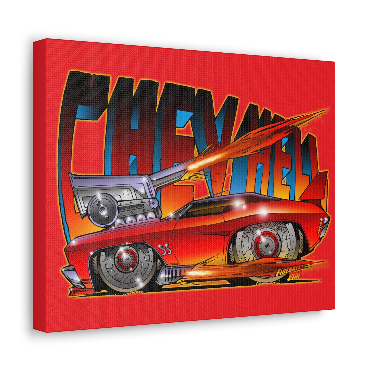 Fireball Tim CHEVHELL Chevy Chevelle Muscle Car Canvas Gallery Art Print