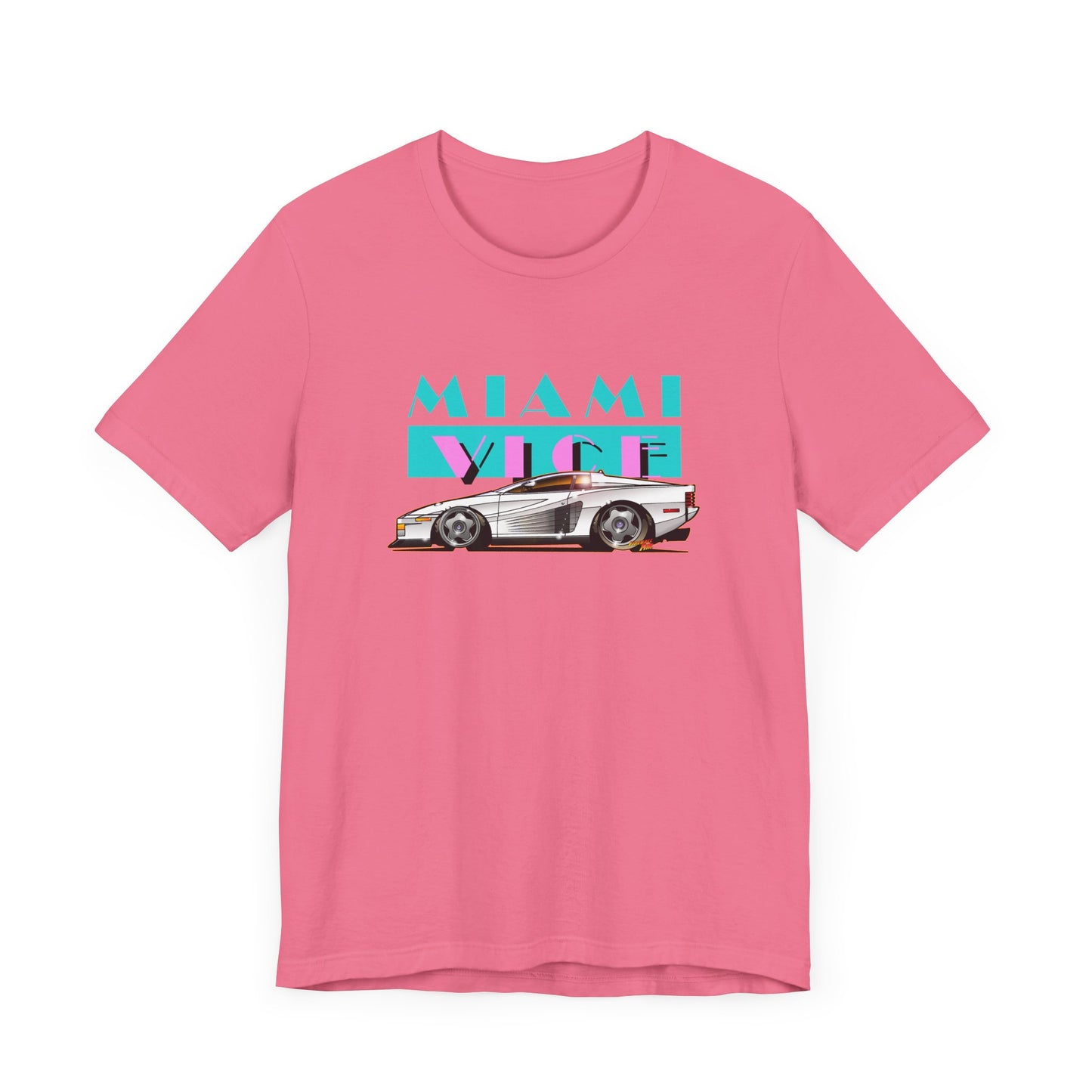 MIAMI VICE FERRARI TESTAROSSA TV Show Short Sleeve Tee 12 Colors